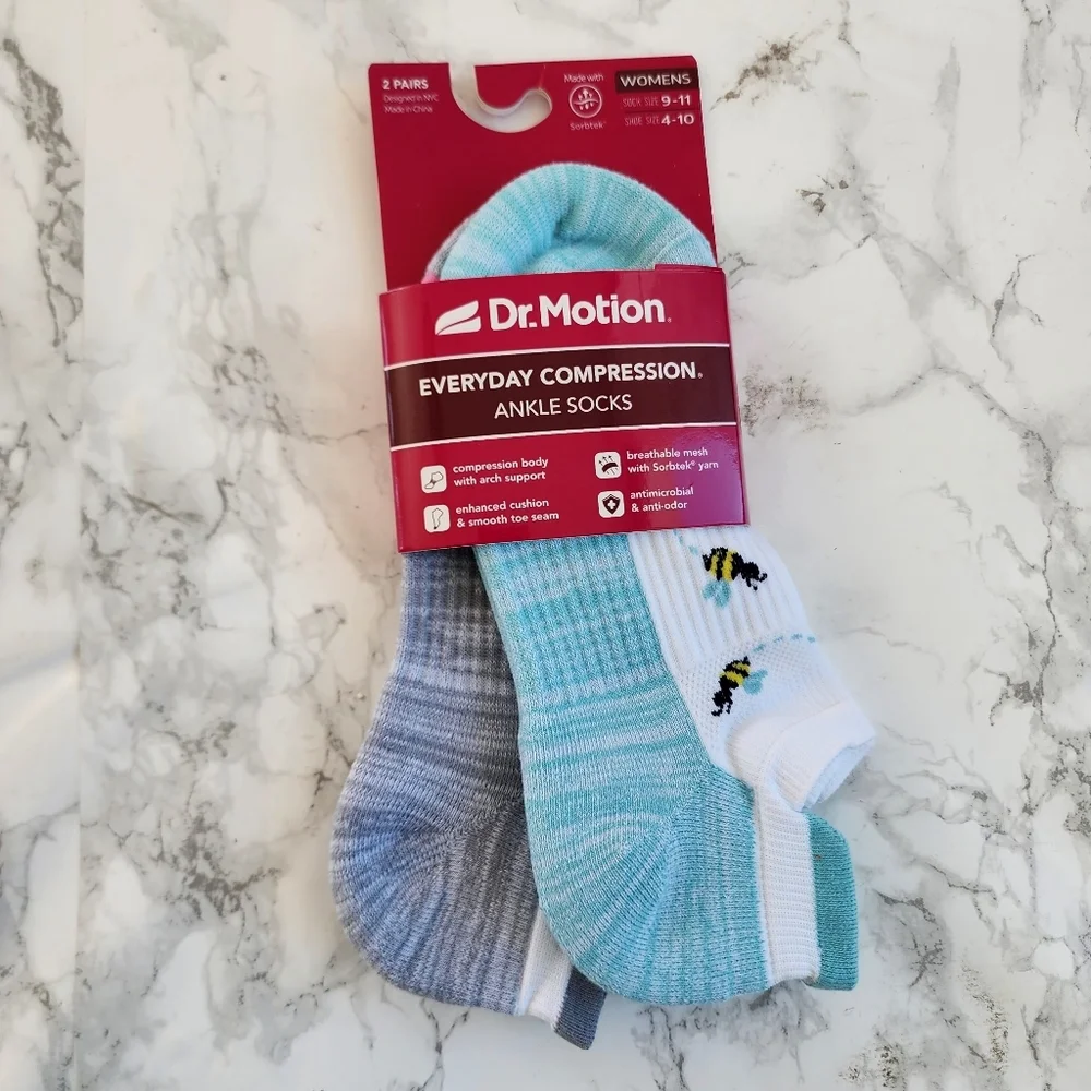 Dr. Motion Ankle Socks 6 Pairs Compression Socks Size Socks 9–11 Shoe 4-10